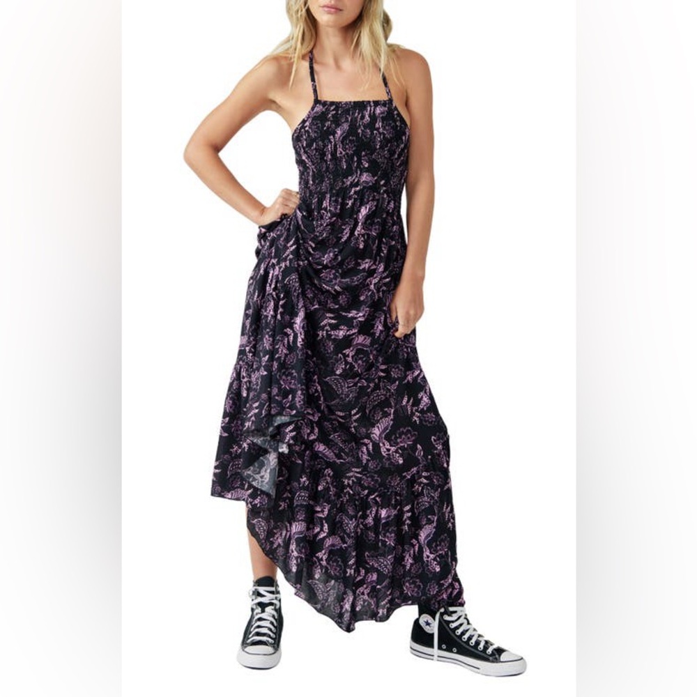 NWT Heat Wave Floral Print High/Low Dress in Dark Night Combo
